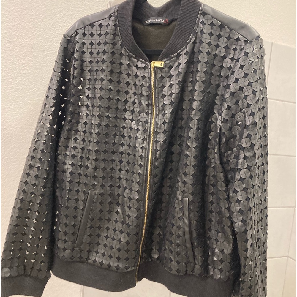 EC Colleen Lopez Faux Leather Jacket Black size OX